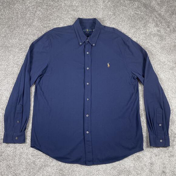 Ralph Lauren Button Down Shirt Mens Extra Large Knit Oxford Dress Shirt Cotton - Picture 2 of 15